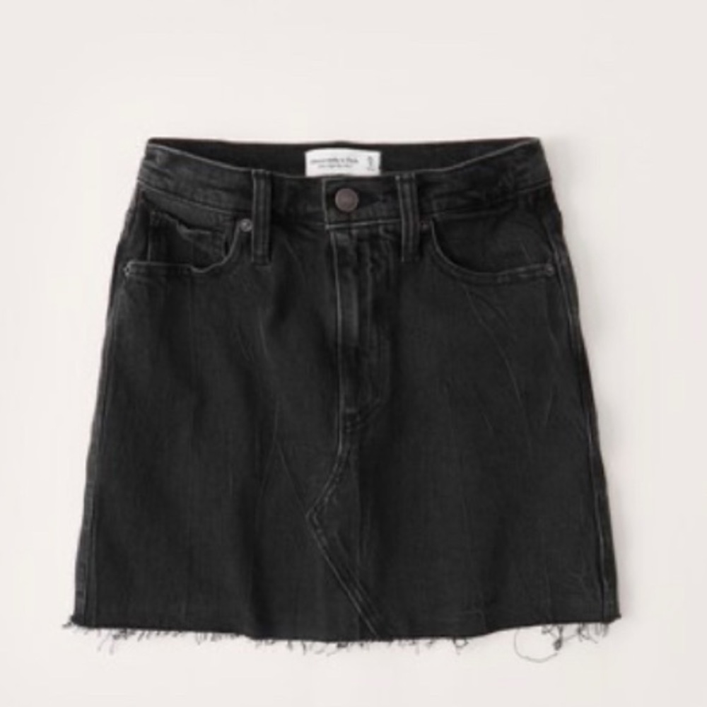 Black Distressed Denim Miniskirt / Jean Skirt